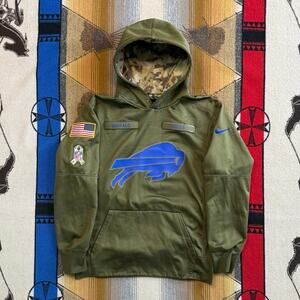 Mens Buffalo Bills Nike Salute To Service Hoodie Sweatshirt Size Medium Patch